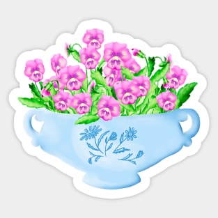 Pansies in a bowl Sticker